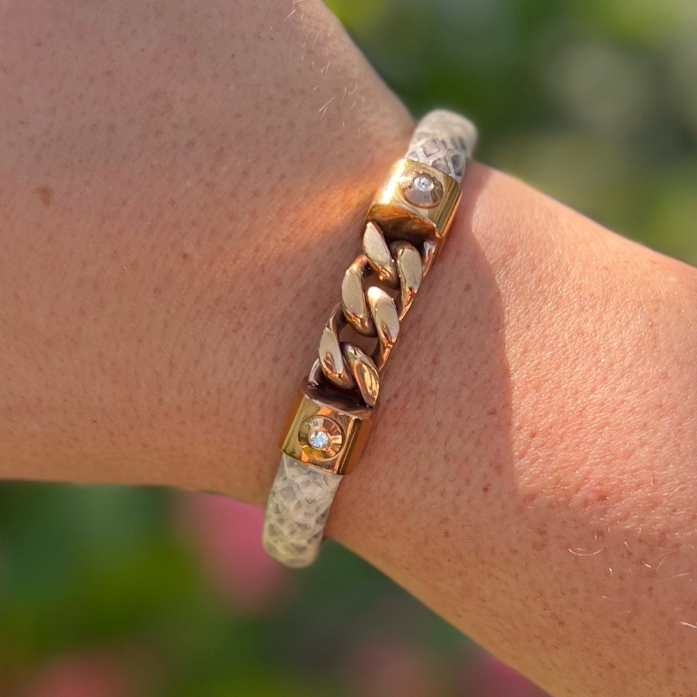 Henri Bendel Rose Gold Snakeskin Cuff Bracelet